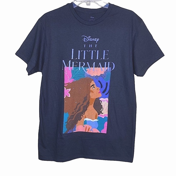 Disney The Little Mermaid Black Graphic T-shirt Tee Nwot - Picture 1 of 7